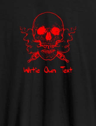 Skull Design with Text On Black Color Personalized Tshirt