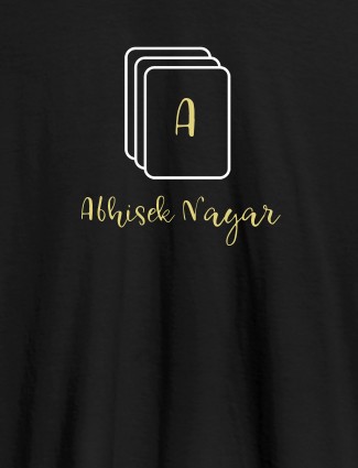 Playing Cards with Initial and Name On Black Color Personalized Tees