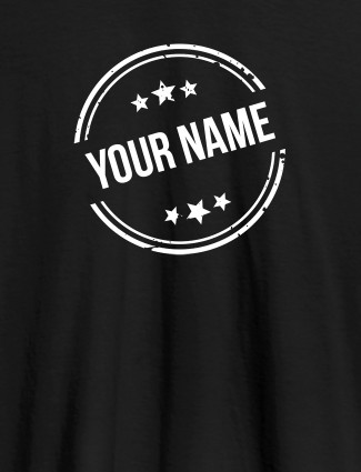 Stamp with Stars Theme and Your Name On Black Color Customized Tshirt for Men