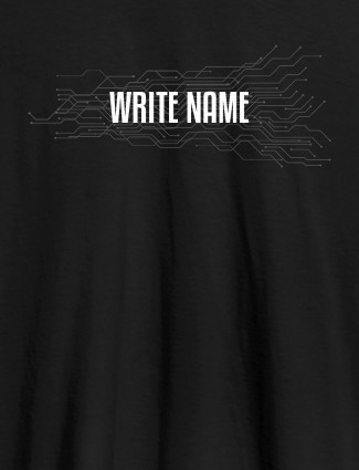 Circuit Theme with Name On Black Color Customized Mens T-Shirt