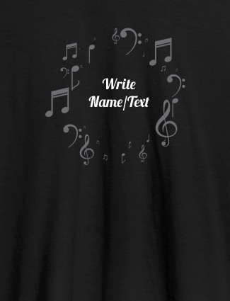Musical Symbols with Your Name On Black Color Personalized T-Shirt