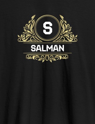Shield Design with Text and Initial On Black Color Customized Men Tees