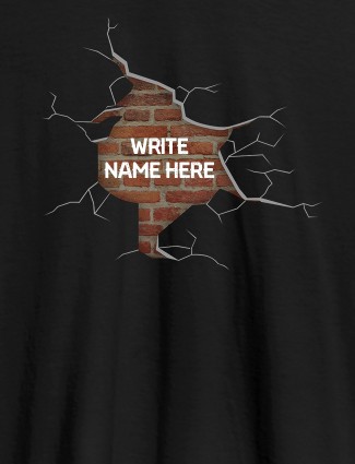 Brick Design with Your Name On Black Color Customized Mens T-Shirt