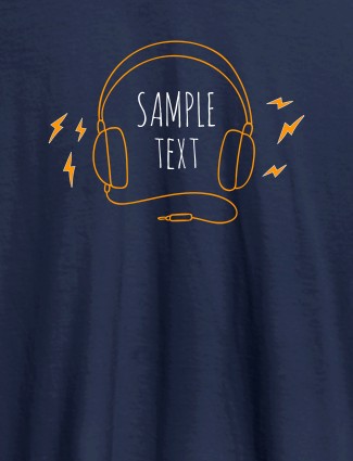 Personalised Fashion Mens Tshirt With Headphones Navy Blue Color