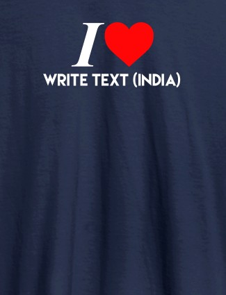 I Love With Name Personalized Printed Mens T Shirt Navy Blue Color