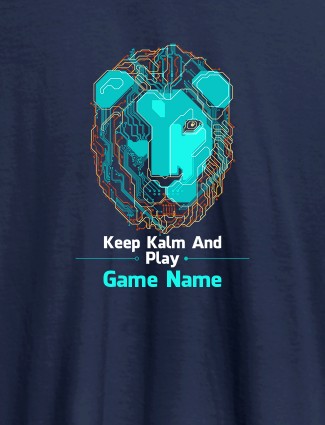 Keep Calm And Play Game Name Personalised Printed Mens T Shirt Navy Blue Color