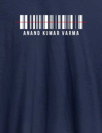 Barcode With Name Personalized Printed Mens T Shirt Navy Blue Color