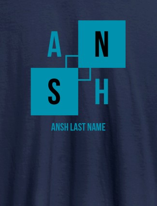 Personalised Mens T Shirt With Last Name Navy Blue Color