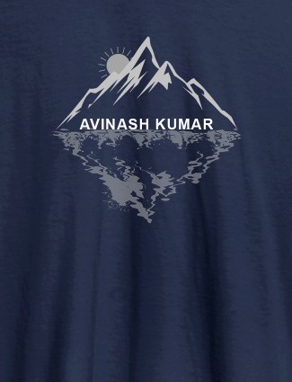 Himalaya Mountain Sunrise Personalised Mens Printed T Shirt Navy Blue Color