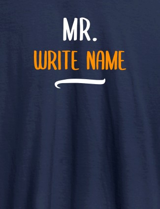 Mr with Your Name On Navy Blue Color Customized Tshirt for Men