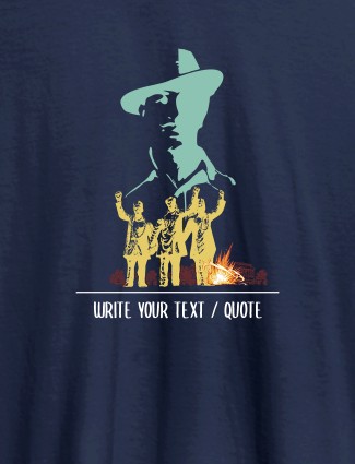 Bhagat Singh with Text On Navy Blue Color Personalized Tshirt