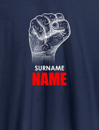 Rebel with Your Surname On Navy Blue Color Men T Shirts with Name, Text, and Photo