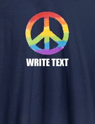 Peace with Text On Navy Blue Color Customized Men Tees