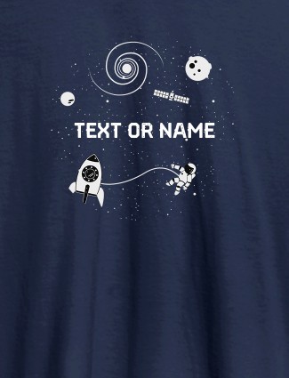 Astronaut Design with Text On Navy Blue Color T-shirts For Men with Name, Text and Photo