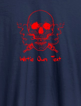 Skull Design with Text On Navy Blue Color Personalized Tshirt