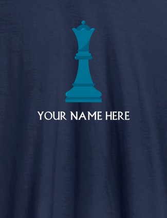 Chess King On Navy Blue Color T-shirts For Men with Name, Text and Photo