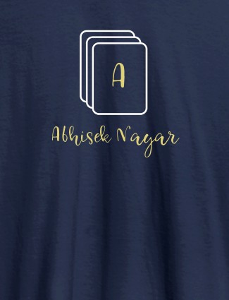 Playing Cards with Initial and Name On Navy Blue Color Personalized Tees
