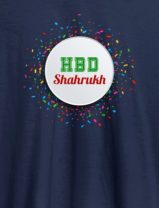 Birthday Theme with Your Name On Navy Blue Color Men T Shirts with Name, Text, and Photo