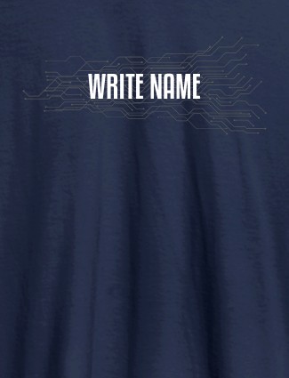 Circuit Theme with Name On Navy Blue Color Customized Mens T-Shirt