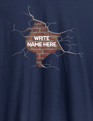 Brick Design with Your Name On Navy Blue Color Customized Mens T-Shirt