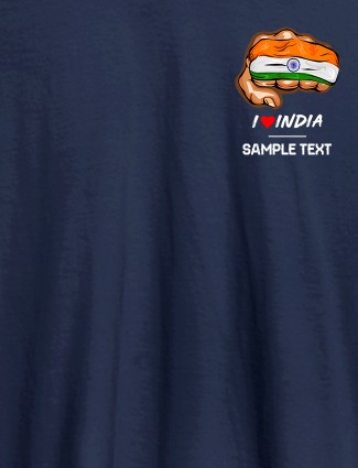 Indian Flag With Text On Navy Blue Color Customized Tshirt for Men