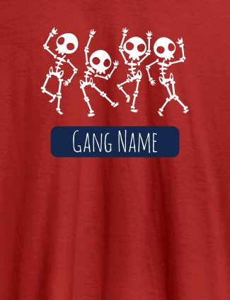 Gang Name Skeleton Design Personalised Mens T Shirt Red Color