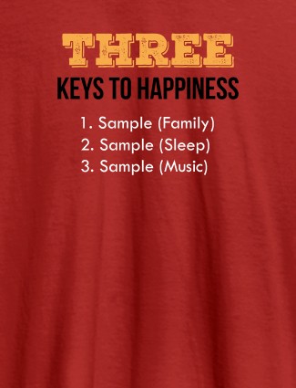 3 Keys To Happiness Personalised Mens T Shirt Red Color