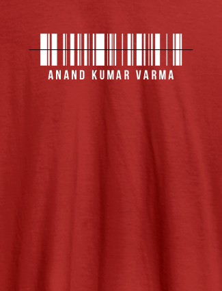 Barcode With Name Personalized Printed Mens T Shirt Red Color