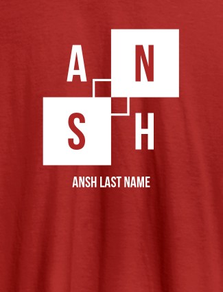 Personalised Mens T Shirt With Last Name Red Color
