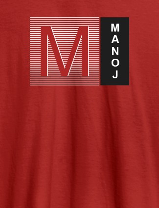 Personalised Mens T Shirt With Initial Name Red Color
