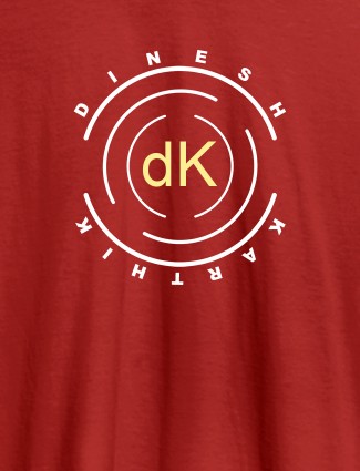 Unique Round Personalised Mens Printed T Shirt With Name Red Color