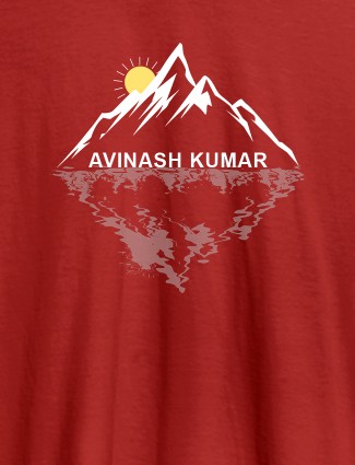 Himalaya Mountain Sunrise Personalised Mens Printed T Shirt Red Color