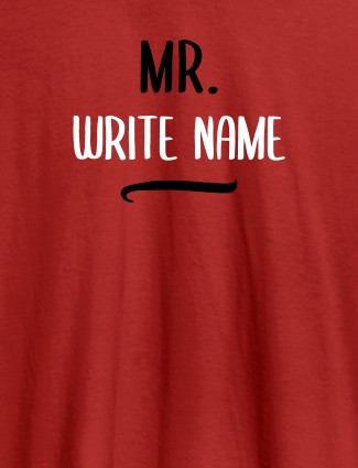 Mr with Your Name On Red Color Customized Tshirt for Men