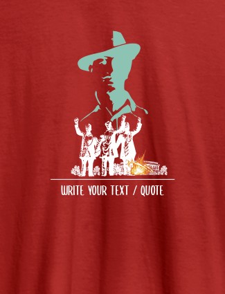Bhagat Singh with Text On Red Color Personalized Tshirt