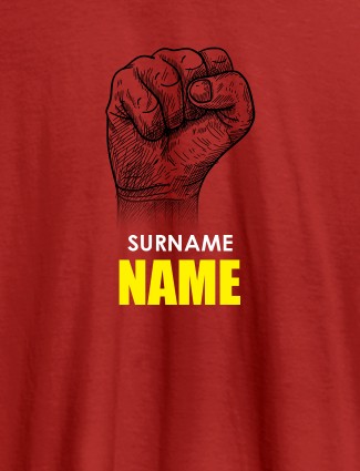 Rebel with Your Surname On Red Color Men T Shirts with Name, Text, and Photo
