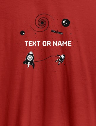 Astronaut Design with Text On Red Color T-shirts For Men with Name, Text and Photo