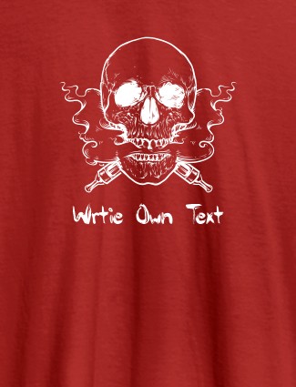 Skull Design with Text On Red Color Personalized Tshirt