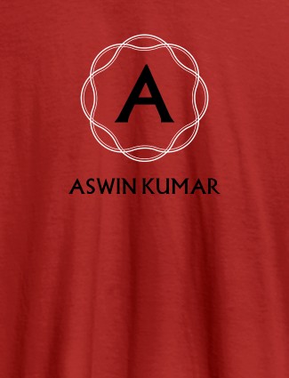 Wave Design with Initial and Your Name On Red Color Customized Tshirt for Men