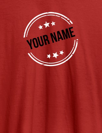 Stamp with Stars Theme and Your Name On Red Color Customized Tshirt for Men