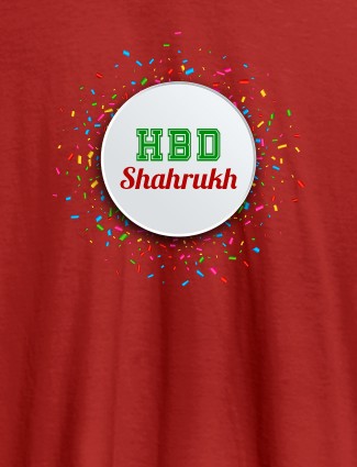Birthday Theme with Your Name On Red Color Men T Shirts with Name, Text, and Photo