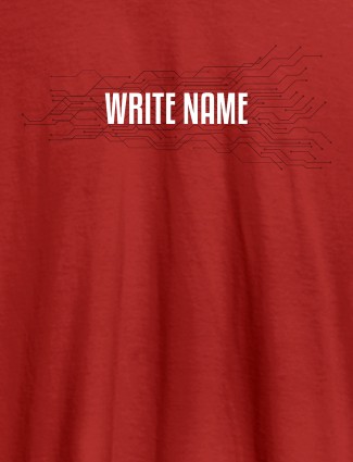 Circuit Theme with Name On Red Color Customized Mens T-Shirt