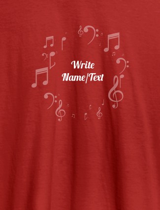 Musical Symbols with Your Name On Red Color Personalized T-Shirt