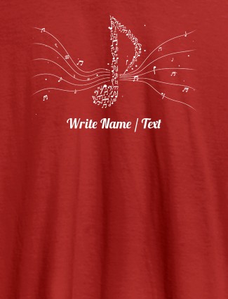 Musical Theme with Your Name On Red Color Personalized Tshirt