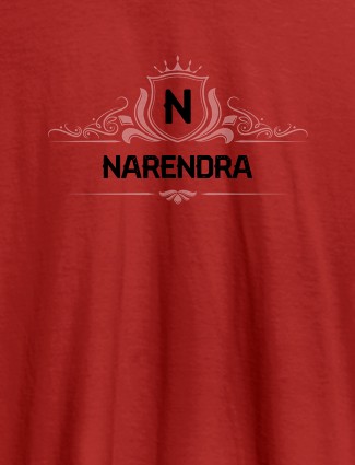 Shield Design with Initial and Text On Red Color Men T Shirts with Name, Text, and Photo