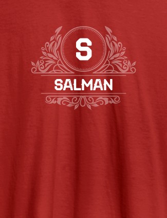 Shield Design with Text and Initial On Red Color Customized Men Tees