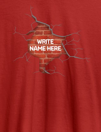Brick Design with Your Name On Red Color Customized Mens T-Shirt