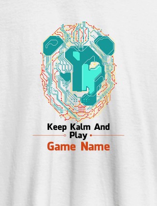 Keep Calm And Play Game Name Personalised Printed Mens T Shirt White Color