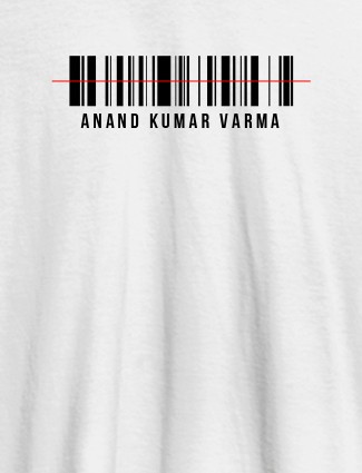Barcode With Name Personalized Printed Mens T Shirt White Color