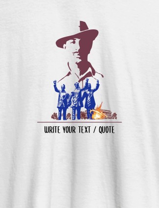 Bhagat Singh with Text On White Color Personalized Tshirt
