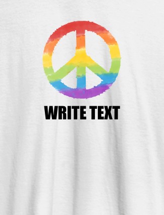 Peace with Text On White Color Customized Men Tees